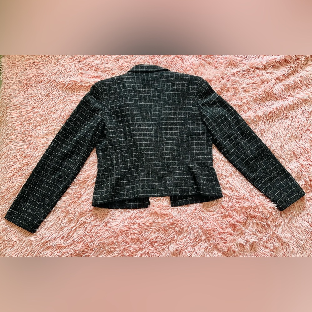Ann Taylor Vintage Blazer Jacket Women's Size 2 Black check print - Picture 3 of 3